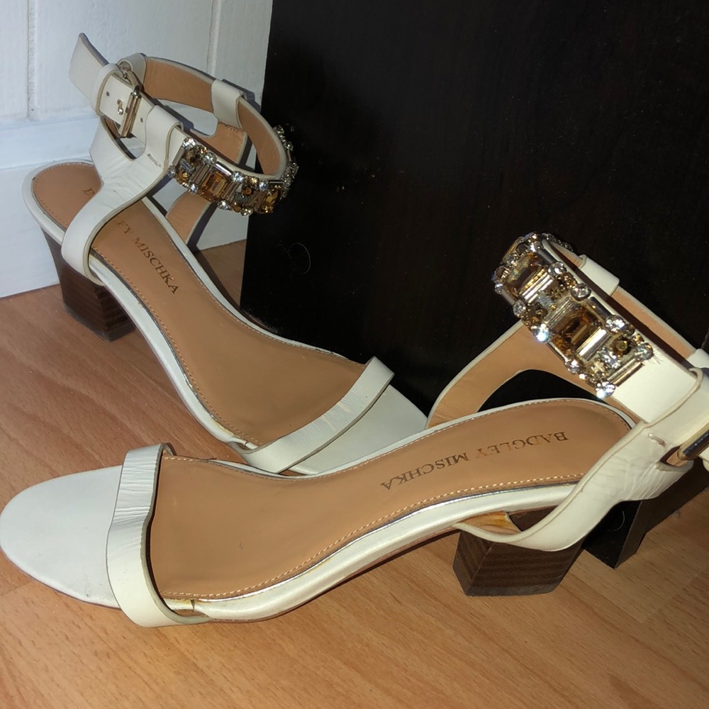 Badgley Mischka White Bridal Jeweled Heels